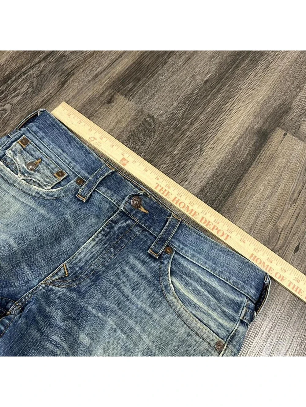 Y2K True religion loose Bootcut grunge faded distressed jeans Men 36x31